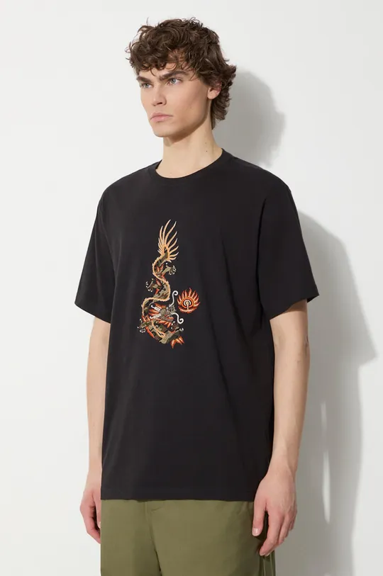 μαύρο Βαμβακερό μπλουζάκι Maharishi Original Dragon