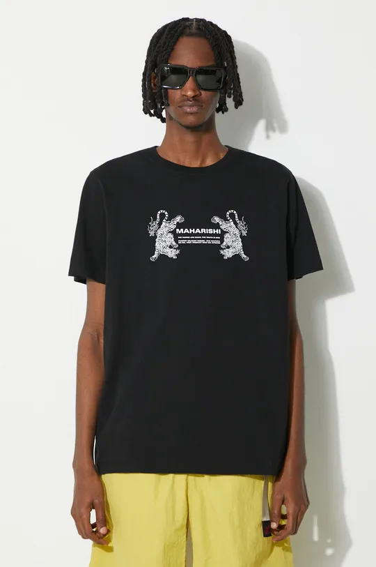 černá Bavlněné tričko Maharishi Double Tigers Miltype T-Shirt Pánský