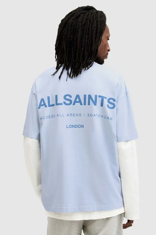 голубой Хлопковая футболка AllSaints ACCESS SS CREW