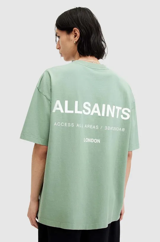 зелёный Хлопковая футболка AllSaints ACCESS SS CREW