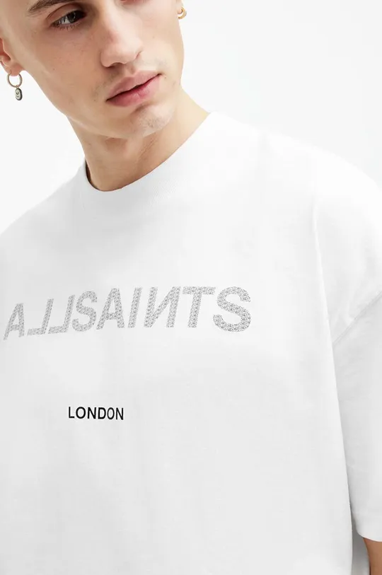 Бавовняна футболка AllSaints CUTOUT SS CREW білий