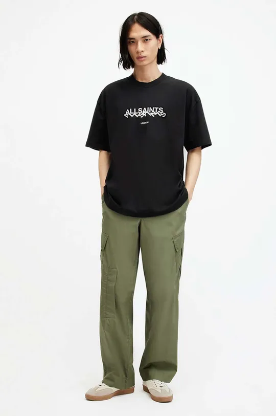 czarny AllSaints t-shirt bawełniany SLANTED SS CREW