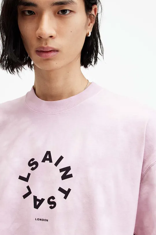 Βαμβακερό μπλουζάκι AllSaints TIERRA TD SS CREW ροζ