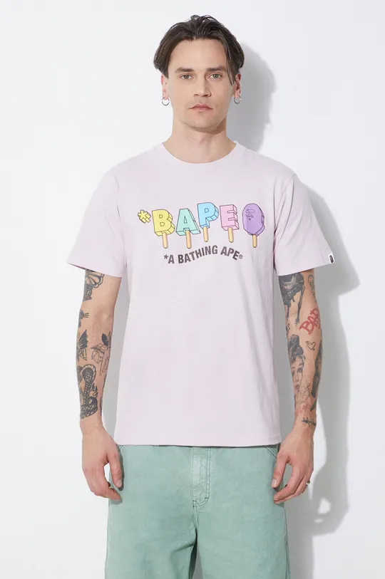 фиолетовой Хлопковая футболка A Bathing Ape Bape Popsicle Tee Мужской