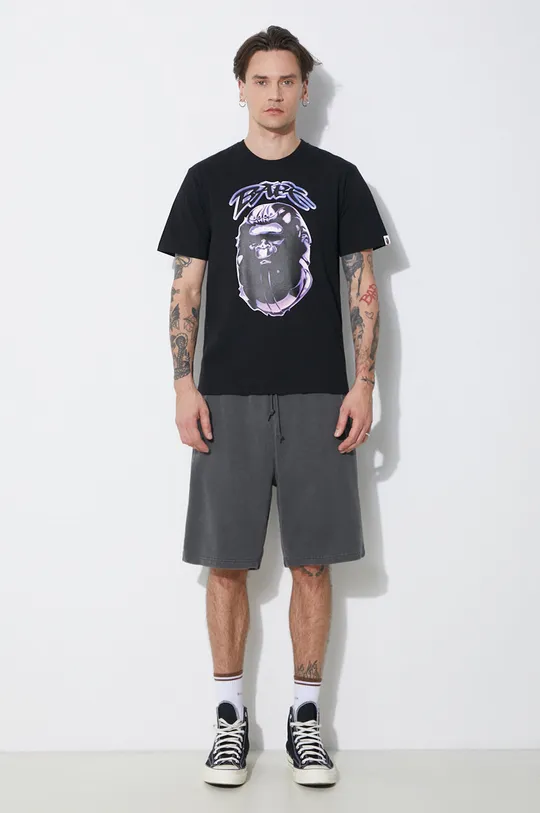 Bavlněné tričko A Bathing Ape Ape Head Graffiti Tee černá