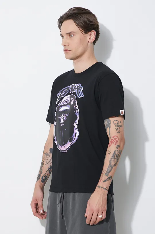 μαύρο Βαμβακερό μπλουζάκι A Bathing Ape Ape Head Graffiti Tee