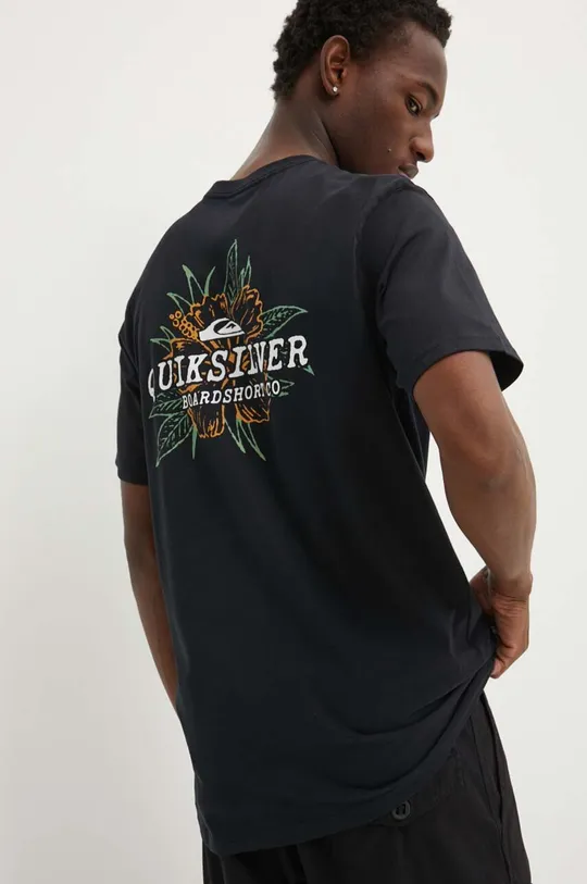 μαύρο Βαμβακερό μπλουζάκι Quiksilver HIBISCUS Ανδρικά