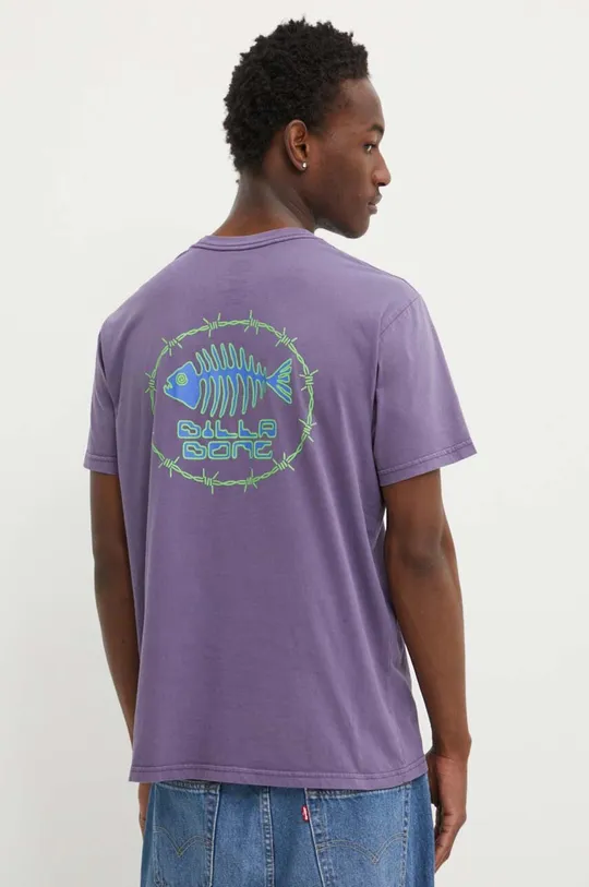 фиолетовой Хлопковая футболка Billabong BONEZ Мужской
