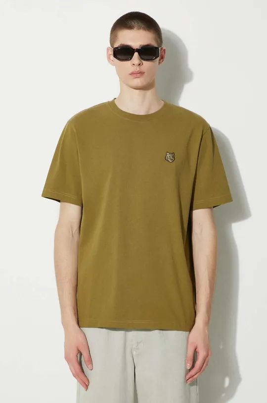 zielony Maison Kitsuné t-shirt bawełniany Bold Fox Head Patch Comfort Tee Shirt Męski