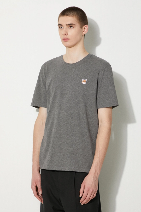 серый Хлопковая футболка Maison Kitsuné Fox Head Patch Regular Tee Shirt