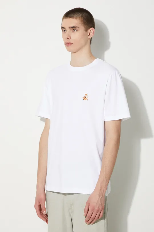 biały Maison Kitsuné t-shirt bawełniany Speedy Fox Patch Comfort Tee Shirt