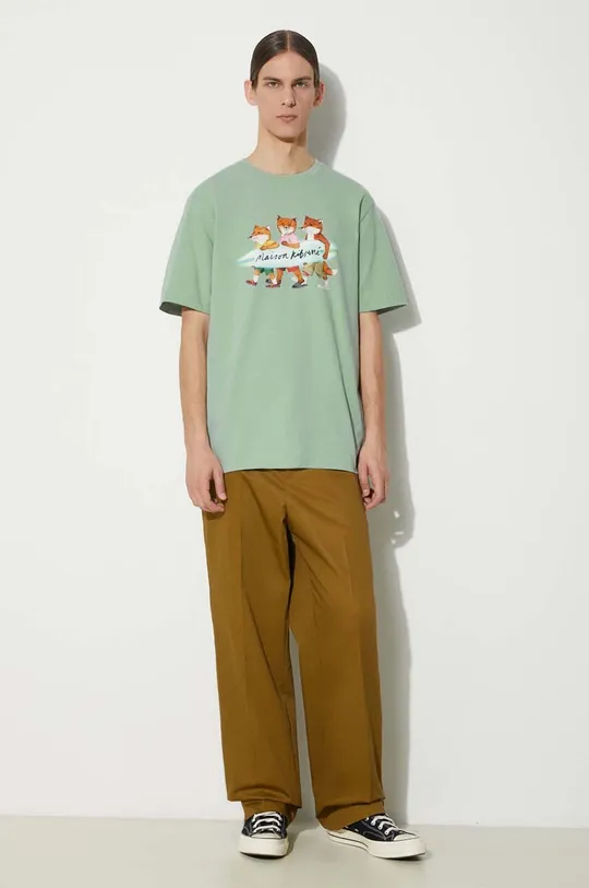 Bavlnené tričko Maison Kitsuné Surfing Foxes Comfort Tee Shirt zelená