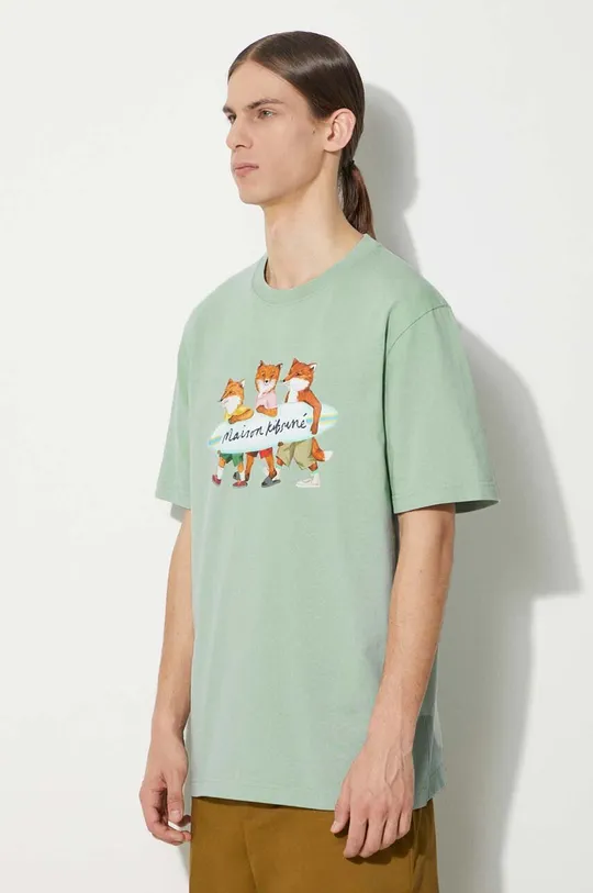 zelená Bavlnené tričko Maison Kitsuné Surfing Foxes Comfort Tee Shirt