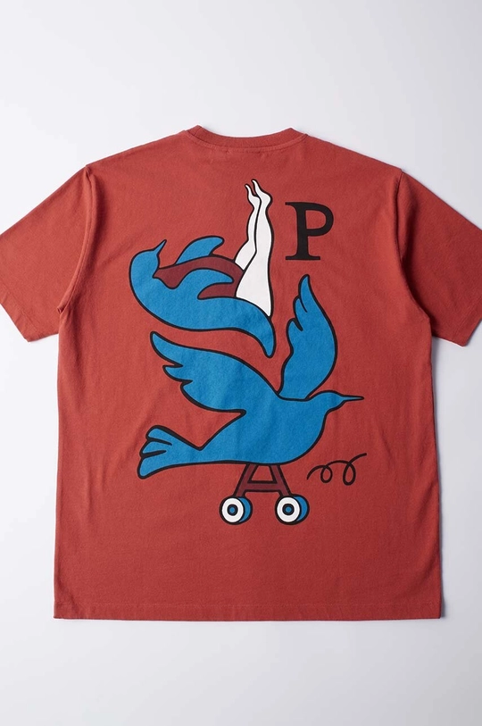 by Parra cotton t-shirt Wheeled Bird overprint brown 51305