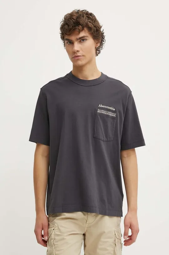 Βαμβακερό μπλουζάκι Abercrombie & Fitch γκρί