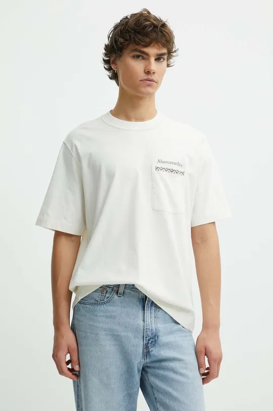 Abercrombie & Fitch t-shirt bawełniany beżowy