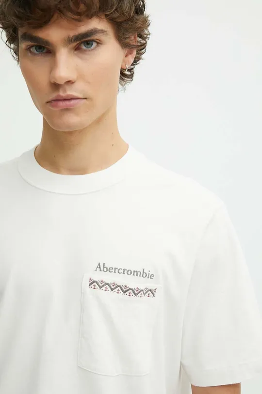 beżowy Abercrombie & Fitch t-shirt bawełniany