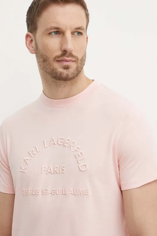roza Bombažna kratka majica Karl Lagerfeld