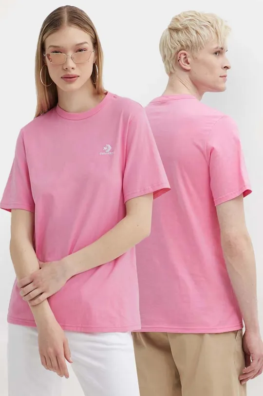 rózsaszín Converse pamut póló Uniszex