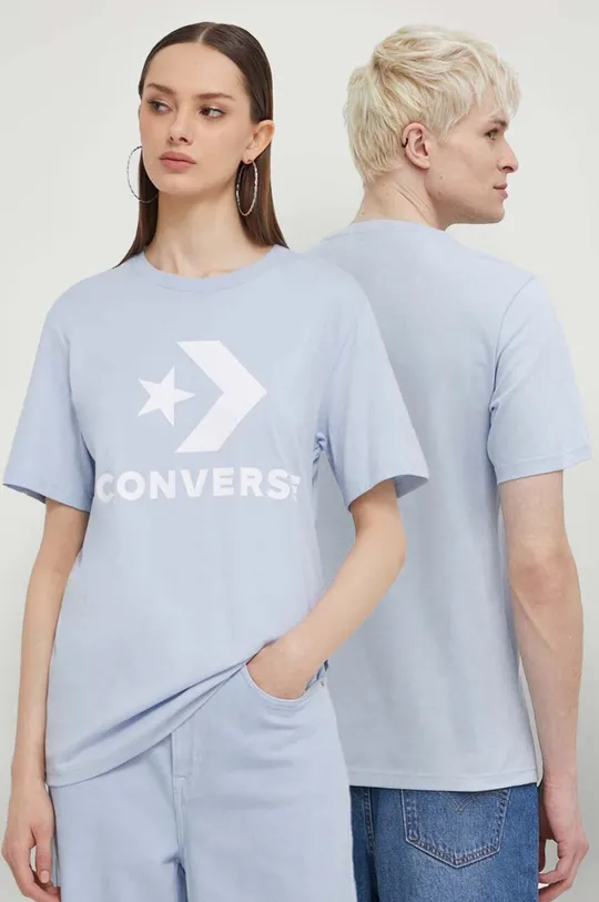 modrá Bavlnené tričko Converse Unisex