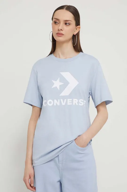 modra Bombažna kratka majica Converse