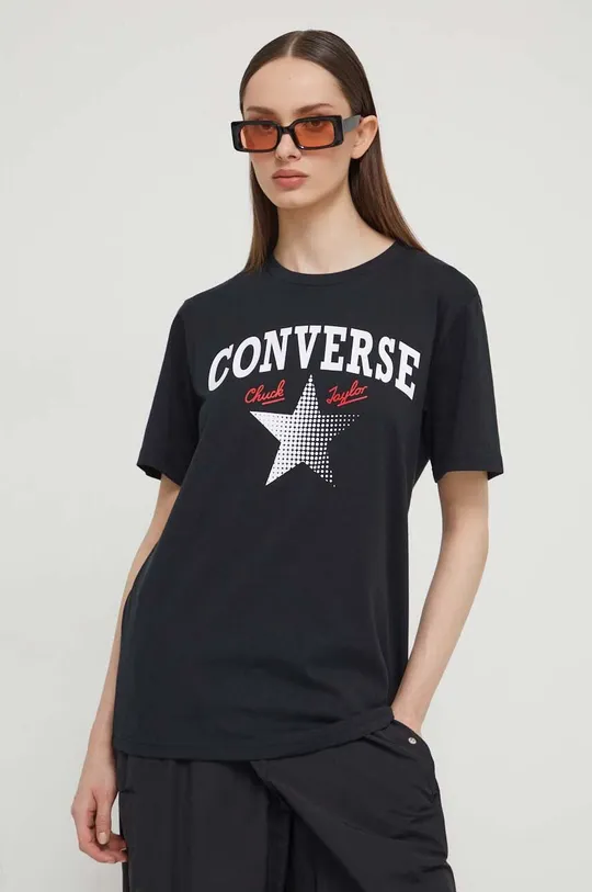 Bavlnené tričko Converse čierna