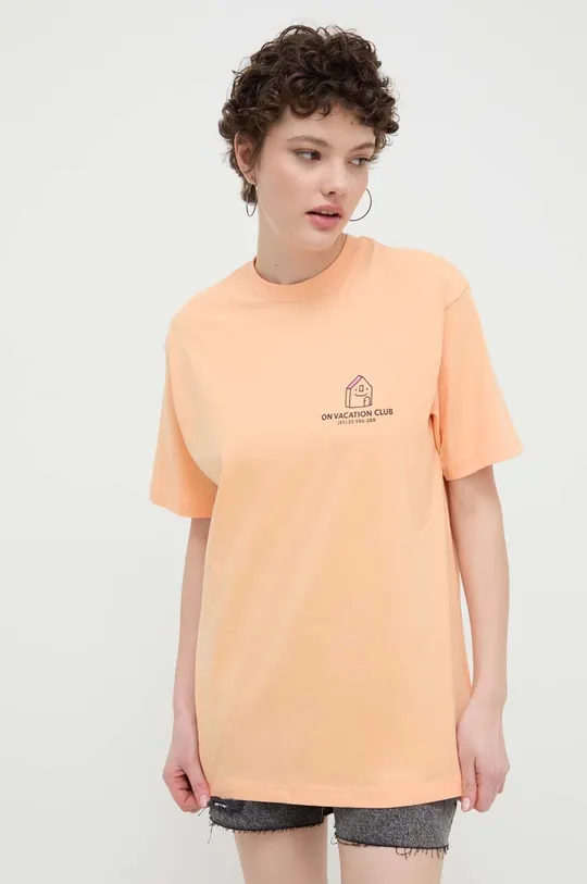 Βαμβακερό μπλουζάκι On Vacation Mi Casa πορτοκαλί