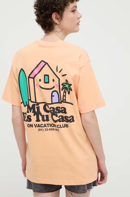 pomarańczowy On Vacation t-shirt bawełniany Mi Casa