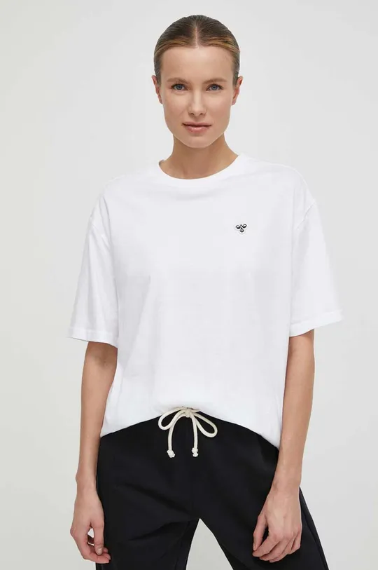 λευκό Βαμβακερό μπλουζάκι Hummel