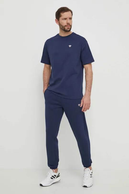 Bombažna kratka majica Hummel mornarsko modra