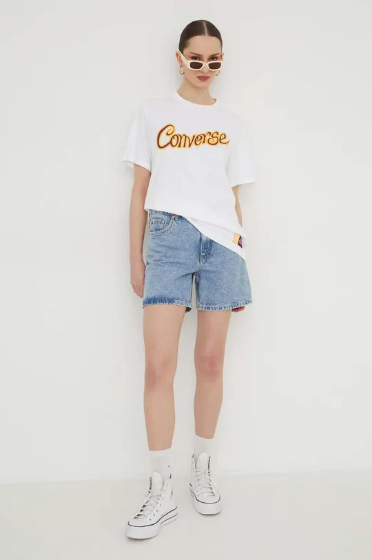 Βαμβακερό μπλουζάκι Converse x Wonka λευκό