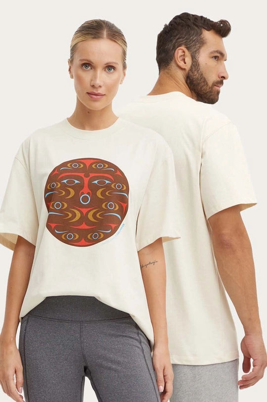 Fjallraven t-shirt Kanken Art nadruk beżowy F12600218.113