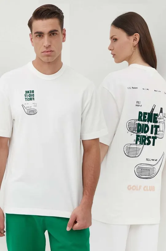 beżowy Lacoste t-shirt bawełniany Unisex