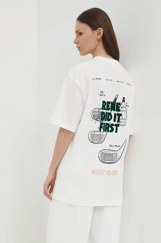 Βαμβακερό μπλουζάκι Lacoste μπεζ
