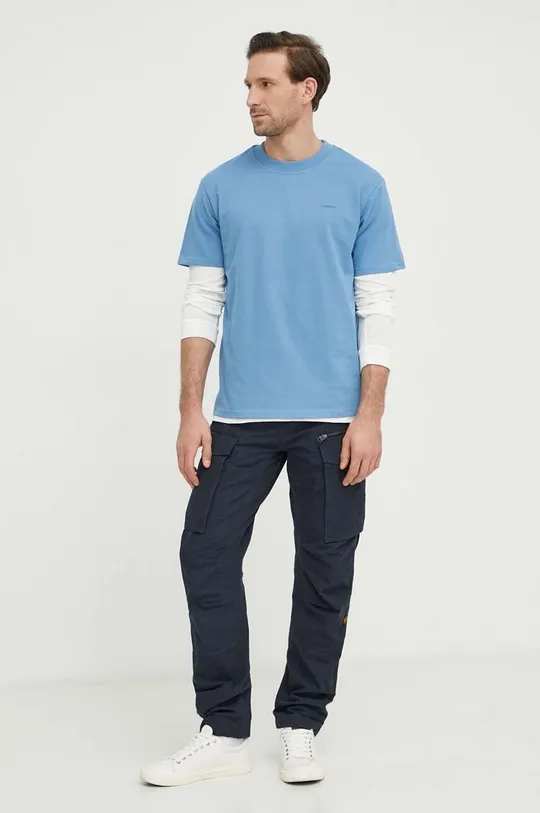 Mercer Amsterdam t-shirt bawełniany The Logo Tee niebieski