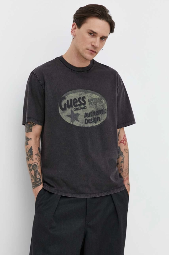 чёрный Хлопковая футболка Guess Originals