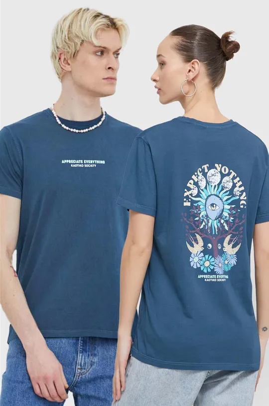 granatowy Kaotiko t-shirt bawełniany Unisex