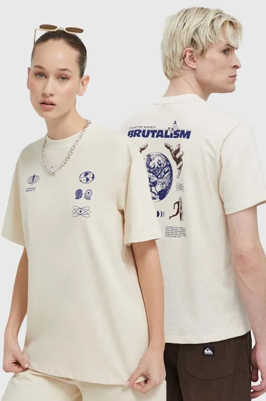 béžová Bavlnené tričko Kaotiko Unisex