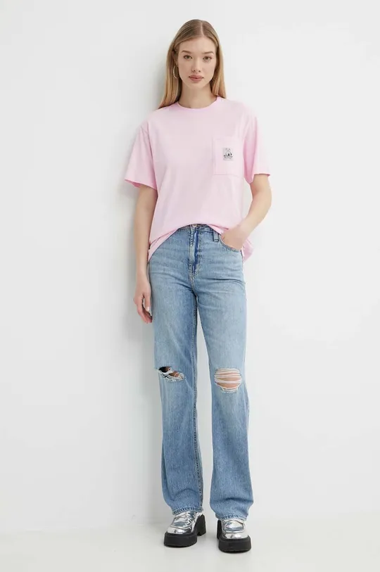 ροζ Βαμβακερό μπλουζάκι Kaotiko