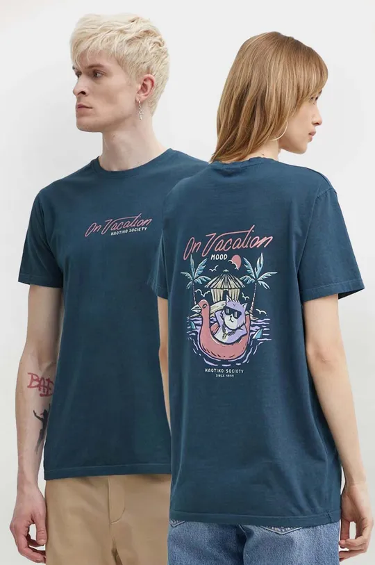 granatowy Kaotiko t-shirt bawełniany Unisex