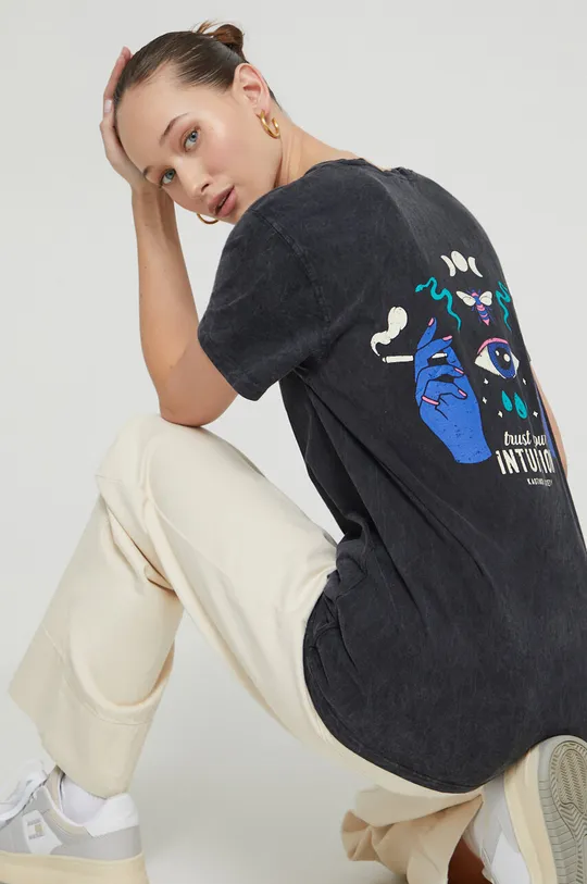 czarny Kaotiko t-shirt bawełniany Unisex
