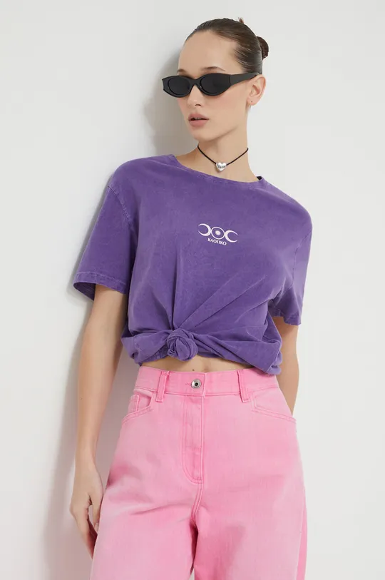 Bombažna kratka majica Kaotiko vijolična