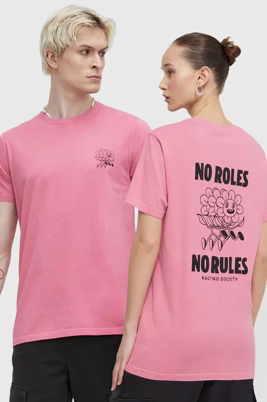 рожевий Бавовняна футболка Kaotiko Unisex