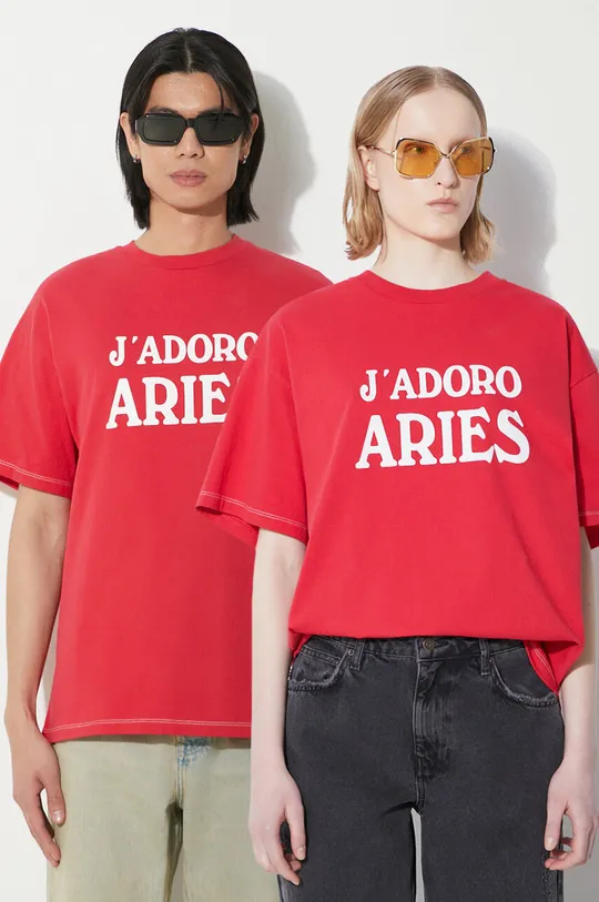 червоний Бавовняна футболка Aries JAdoro Aries SS Tee Unisex