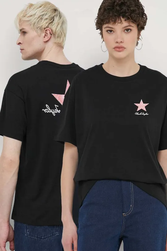 czarny Converse t-shirt bawełniany Unisex