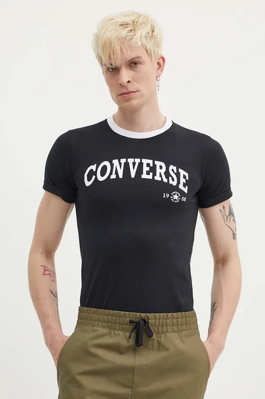 Хлопковая футболка Converse чёрный