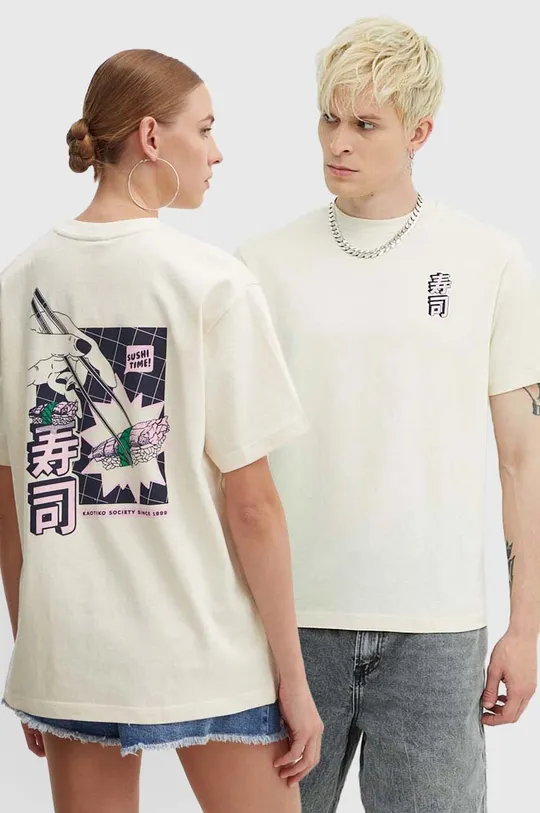 beżowy Kaotiko t-shirt bawełniany Unisex
