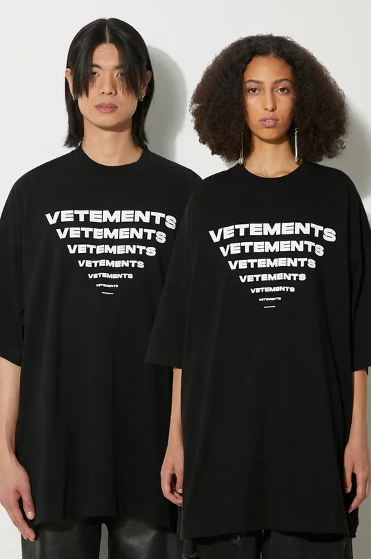 черен Памучна тениска VETEMENTS Pyramid Logo Унисекс