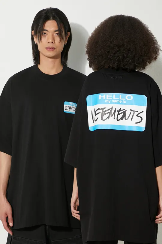μαύρο Βαμβακερό μπλουζάκι VETEMENTS My Name Is Vetements Unisex