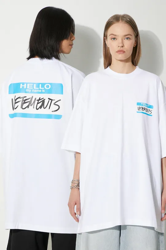 λευκό Βαμβακερό μπλουζάκι VETEMENTS My Name Is Vetements T-Shirt Unisex